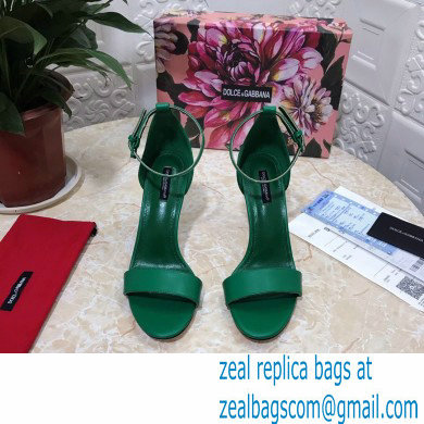 Dolce  &  Gabbana Heel 10.5cm Leather Sandals Green with D & G Heel 2021